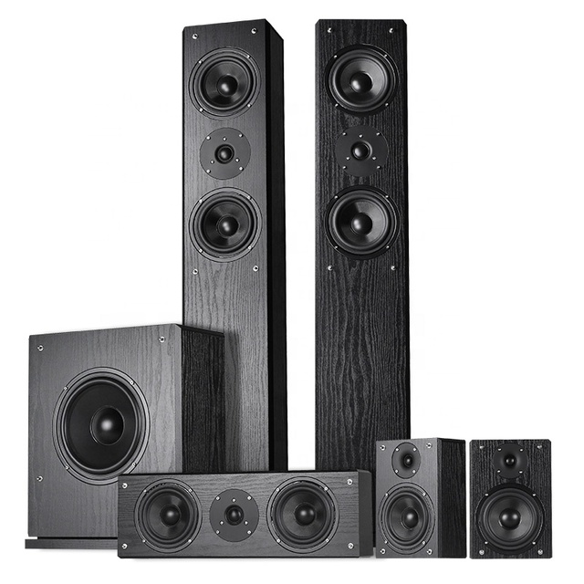 5.1 Channel Home Theater Speaker Set Slim Wooden Box Design Passive System Indoor Use