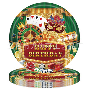 Casino Themed Party Supplies Disposable <b>Tablecloth</b> Plates Cutlery Birthday Decorations Set Gold Red Green - Product Image 2