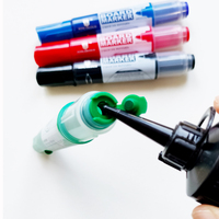 Marqueur effaçable pour tableau blanc rechargeable et reutilisable de 6 mm avec tube d'encre double face 4 couleurs