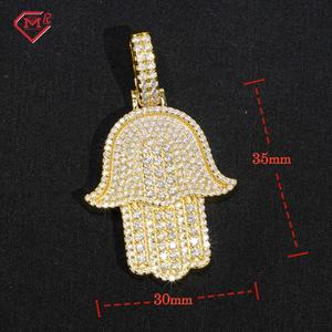 GRA certificado Hiphop Moissanite Charm colgante 925 Plata VVS Iced Out Diamond <span class=keywords><strong>Hamsa</strong></span> mano colgante - Product Image 2