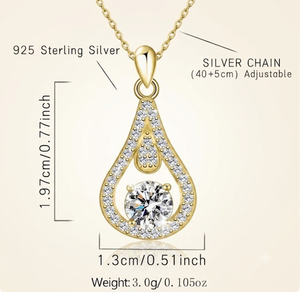Élégantes chaînes de cou en argent sterling plaqué or à motif croisé, ornées de pendentifs en forme de goutte d'eau - Product Image 3