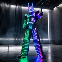 Costumes de danse et ensembles de scène à éclairage LED, tenues de boîte de nuit imprimées exotiques pour fêtes et événements d'anniversaire