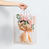 Sac fourre-tout à cadre transparent, sac d'emballage pour bouquet, boîte cadeau pour fleurs, emballage floral à main