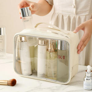 Bolsa de cosméticos transparente de PVC, gran capacidad, portátil, multiusos, para viajes, artículos de tocador, almacenamiento de maquillaje - Product Image 2