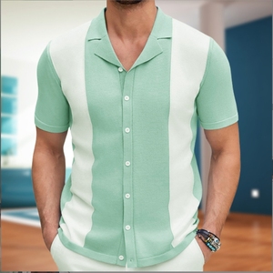 <span class=keywords><strong>Cardigan</strong></span> a maniche corte da uomo con risvolto Casual lavorato a maglia da uomo - Product Image 3