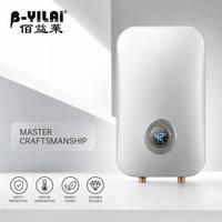 Calentador de Agua Eléctrico Instantáneo B-YILAI Clásico Blanco de 6500W, Vertical, sin Tanque, Inteligente, para Baño Moderno