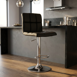 MF088 Contemporary Swivel <b>Bar</b> <b>Stool</b> Faux Leather Upholstery Simple Design <b>Bar</b> Furniture Chrome Base PU - Product Image 3
