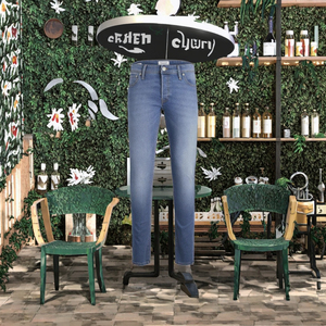 ผ้ายีนส์ขอบตรงกลางทรงหลวมสำหรับผู้ชายชุดเอี๊ยมสีฟ้าแบบกอธิควินเทจแบบ100% - Product Image 2