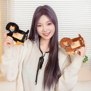 12cm mignon moelleux <span class=keywords><strong>teckel</strong></span> porte-clés <span class=keywords><strong>petit</strong></span> chien Dressing Style peluche pendentif poupée Super doux coton tissu avec PP coton remplissage - Product Image 4