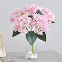 Buket Hydrangea Sutra Buatan 5 Tangkai Ukuran Besar Daun Dekorasi Pernikahan Rangkaian Bunga Injeksi Dekorasi Rumah Pesta