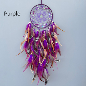Kerajinan Bulu Alami Ramah Lingkungan Buatan Tangan Warna-Warni Bohemian Agate Beaded Dream Catcher Dekorasi Pernikahan Hiasan Gantung Rumah - Product Image 6