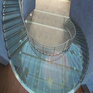 <span class=keywords><strong>Escalier</strong></span> intérieur moderne courbé avec construction en acier et bois, taille personnalisable et design écologique - Product Image 3