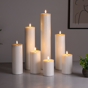 <span class=keywords><strong>Bougie</strong></span> <span class=keywords><strong>LED</strong></span> sans flamme à piles en cire de paraffine, fabriquée à la main, écologique et sûre, modèle PILLAR de Mermei - Product Image 2