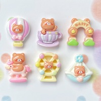 Accessoires de parc d'attractions DIY sur le thème de l'ours de dessin animé : Pièces en résine pour grande roue, carrousel, pinces à cheveux, coques de téléphone, porte-clés, chaussures