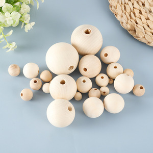 Natürliche 6-50MM Großhandel Buchenholz Lose Perlen Runde Kugel Abstands halter Perlen Halbzeug Holz perlen für die Schmuck herstellung - Product Image 1