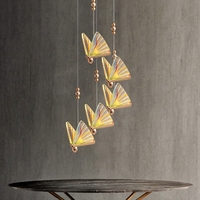 Lustre d'escalier nordique, design luxueux, lampe suspendue papillon, lampe décorative de chevet pour chambre à coucher