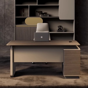 Juego de mesa y silla de oficina de lujo Boss Gerente en forma de L Ceo Muebles de oficina de madera Diseño moderno Escritorio de oficina ejecutivo de computadora - Product Image 2