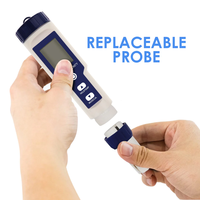 Testeur de qualité de l'eau Pentype multi-paramètres 5-en-1 (pH / TDS / EC/Temp/Salinité) pH-mètre numérique pour laboratoire domestique (OEM)