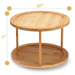 ชั้นวางเครื่องเทศไม้ไผ่แบบหมุนได้ 2 ชั้น 360 องศา ชุดจัดระเบียบเครื่องเทศแบบหมุนได้ทรงกลม - Product Image 2