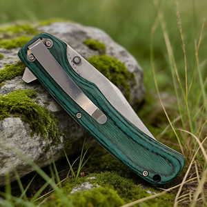 มีดพับเหล็กกล้าคาร์บอนสูง EDC สำหรับยุทธวิธี ด้ามไม้ สำหรับตั้งแคมป์ กิจกรรมกลางแจ้ง เอาตัวรอด มีดพกพา OEM พร้อมคลิปหนีบเข็มขัด - Product Image 6