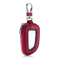 Porte-clés de voiture avec fenêtre transparente et fermeture éclair, en cuir PU Litchi, étui de protection pour télécommande de voiture, porte-clés robuste en métal