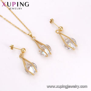 S-126 مجوهرات Xuping أنيقة تذكار إسلامي من الكريستال فائق الجودة قلادة 24K عقد ذهب أقراط الفولاذ المقاوم للصدأ اثنين-قطعة مجموعة - Product Image 4