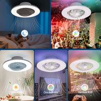 Ventilateur de plafond LED moderne 94W DC en acrylique, dimmable 220V, avec télécommande, 6 vitesses, faible bruit, éclairage de chambre