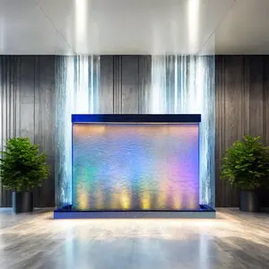 Moderne Acryl Glas Waterval Wanddecoratie Beweegbare Stalen Mesh Watergordijn Voor Indoor Decor