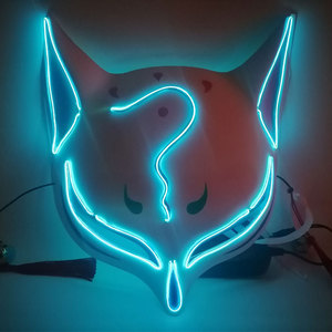 Máscara de Halloween con Luces LED, Diseño de Zorro <span class=keywords><strong>Demonio</strong></span>, para Carnaval, <span class=keywords><strong>Noche</strong></span> de Brujas, Escenario, Máscara Brillante Intermitente, Figura de Anime de Celebridad de Internet - Product Image 3