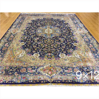 Tapis en soie d'Ouzbékistan personnalisé 9x12, noué à la main, bleu, design persan de luxe, tapis chinois de haute qualité, fait à la main pour l'Allemagne