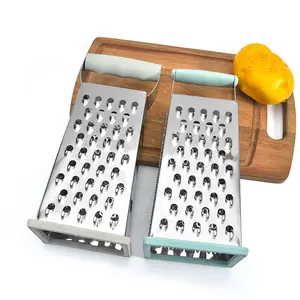 Stainless Steel 4 Sides Multi-Purpose Vegetable Lemon Zester Cheese Box Grater With Plastic Handle Cheese Grater