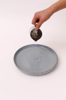 Service de table rond en grès de style nordique, 20 pièces, bleu clair mat moucheté, assiettes et bols, best-seller sur le marché américain