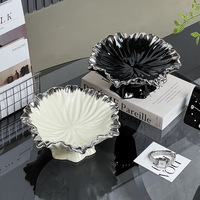Assiette à fruits vintage de luxe en porcelaine en forme de fleur, vaisselle pour salon, table basse, usage domestique, nouvelle collection