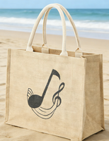 Sac fourre-tout en jute personnalisable grande capacité, motif dessin animé, écologique, avec poignées en corde – Offre spéciale