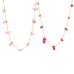 Collar Irregular con abalorio de <span class=keywords><strong>Chip</strong></span> Natural, cadena de acero inoxidable chapada en oro de 18 quilates, joyería de color caramelo para mujer - Product Image 6