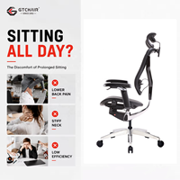 Chaise de bureau ergonomique exécutive en maille avec système adaptatif 9 °   Support lombaire réglable pour dossier de chaise, qualité commerciale, GTCHAIR Vida X