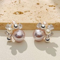 Boucles d'oreilles clous haut de gamme en laiton, motif feux d'artifice perlés, tendance pour accessoires quotidiens