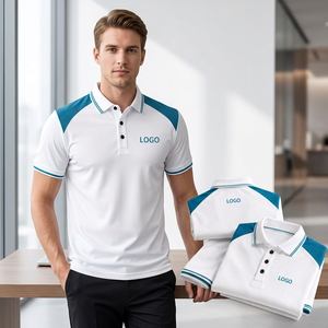 Men's White Cotton for Shirt Short Sleeve Color Blocked Embroidered Logo Casual Breathable Knitted Design Customized Colors - Product Image 2
