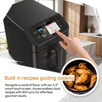 Friteuse à air moderne 2x5L à double panier avec écran tactile, contrôle numérique, recettes intégrées, connexion Wi-Fi via application et fenêtre de visualisation