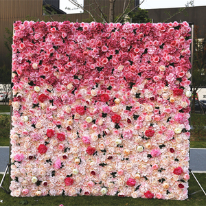 QSLH Ti448 White Gradient Pink Flower Wall fondale muro di <span class=keywords><strong>fiori</strong></span> decorativi artificiali di seta per lo sfondo del banchetto dell'evento del partito - Product Image 1