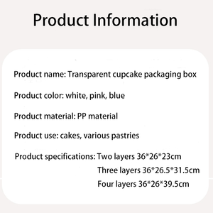 CUPP01 Caja de almacenamiento de plástico moderna de 2-4 capas para cupcakes Caja de embalaje portátil de mano para cupcakes Caja de almacenamiento de postres sellada de plástico - Product Image 6