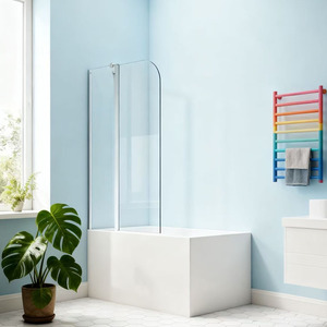 Paroi de douche moderne sans cadre en aluminium rectangulaire avec porte pivotante pliante, verre trempé de 6 mm, design européen, professionnel 5 - Product Image 2