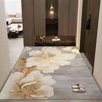 Crystal Velvet Gold Floral Area Rugs Printed Carpet Floor Mat for Living Room Bedroom Entryway Home Decor Wholesale Supplier B2B