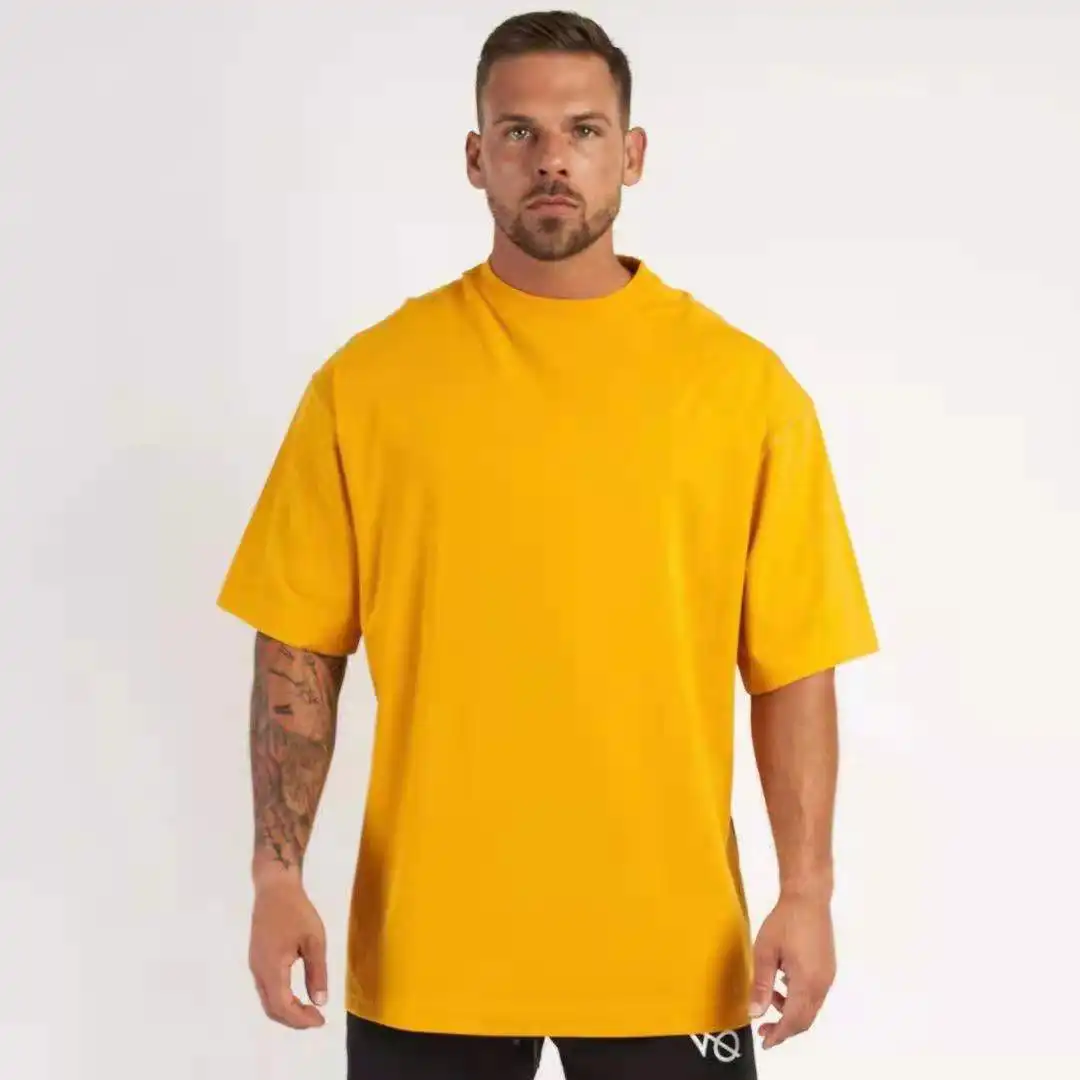 drop shoulder shirt custom heavy weight tshirts oversize tee fitness gym wear sports apparel plain t shirt oversize