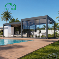 Pergola motorisée électrique rétractable en aluminium avec treillis de clôture, à suspension cantilever, murale, en verre à lamelles, étanche