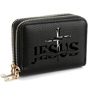 Женский кошелек-портмоне из искусственной кожи с дизайном «Письмо Иисуса», двойной молнией, множеством отделений для карт, 2-в-1 - Product Image 5