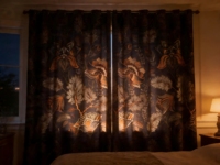 Rideaux en tulle personnalisés haut de gamme à imprimé floral pastoral en polyester/coton, translucides, occultants, à ouverture gauche/droite, fixation au plafond pour
