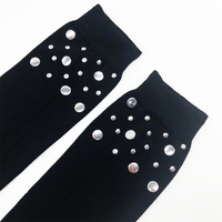 Chaussettes en coton mercerisé respirant pour femmes, design personnalisé, logo brillant, paillettes, tricotées sans couture, chaussettes ras du cou