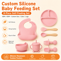 Ensemble de vaisselle pour bébé YMS, bavoir, assiettes pour enfants, ensemble d'alimentation pour bébé, assiettes en silicone pour bébé, sans BPA