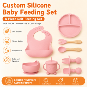 Set Piatto e Bavaglino per Bambini YMS, Set di Stoviglie per l'Alimentazione dei Bambini, Set <span class=keywords><strong>in</strong></span> <span class=keywords><strong>Silicone</strong></span> Senza BPA - Product Image 6